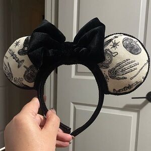 Black and White Halloween Mouse Ears Headband